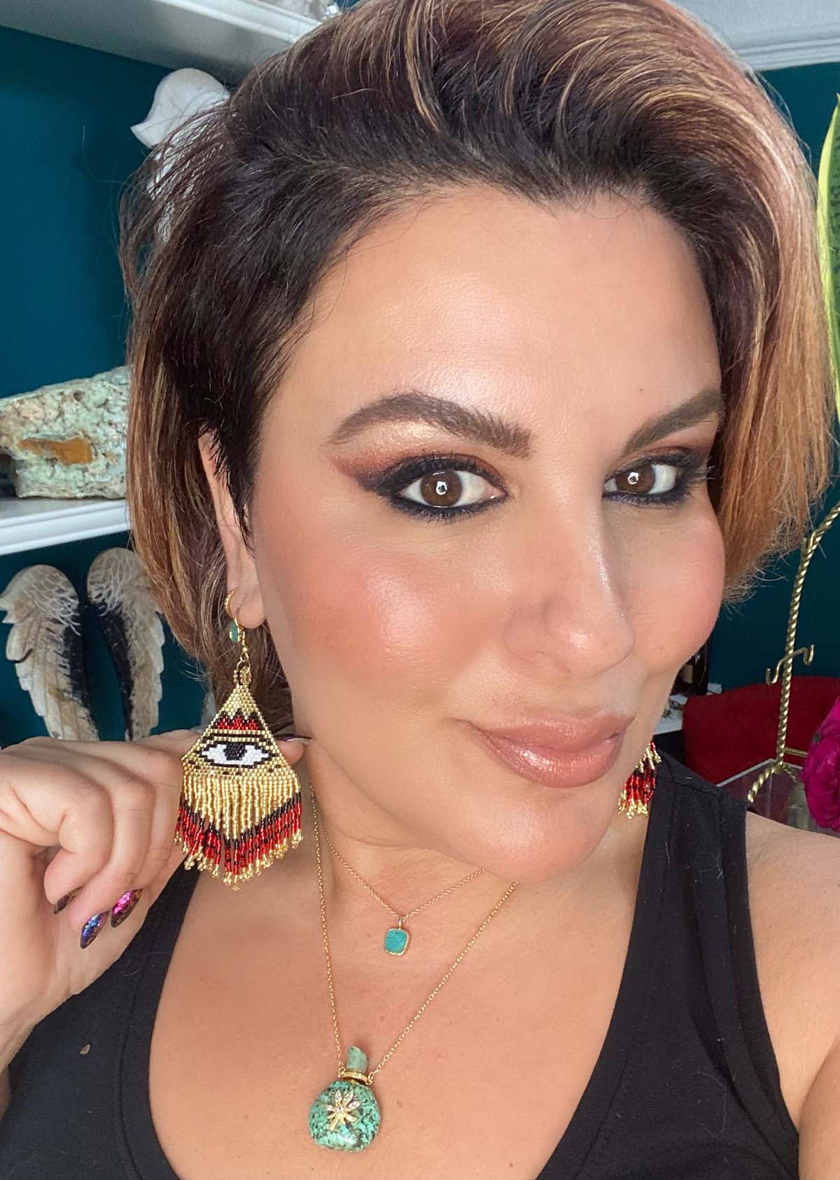RED PROTECTION EYE EARRINGS