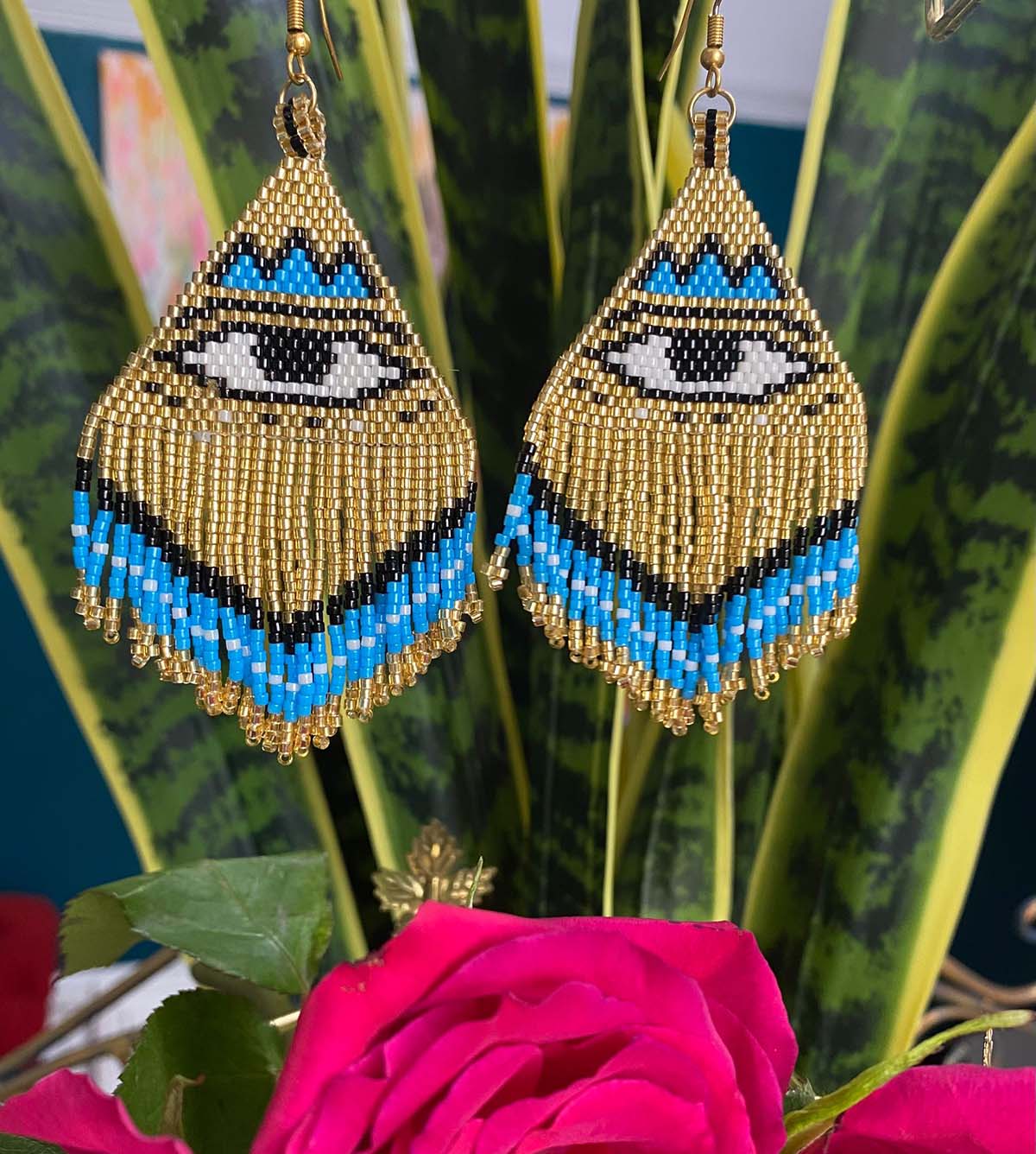 TURQUOISE PROTECTION EYE EARRINGS