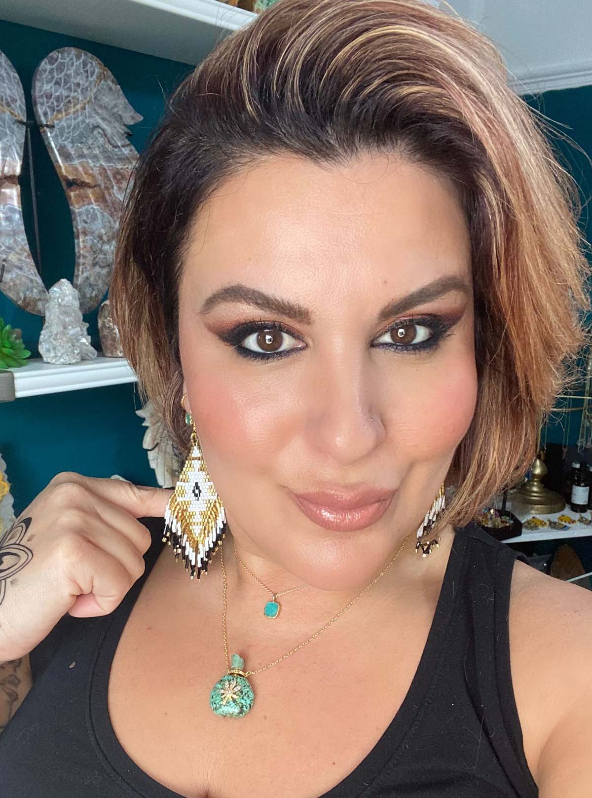 AZTEC BLACK & WHITE MIYUKI EARRINGS