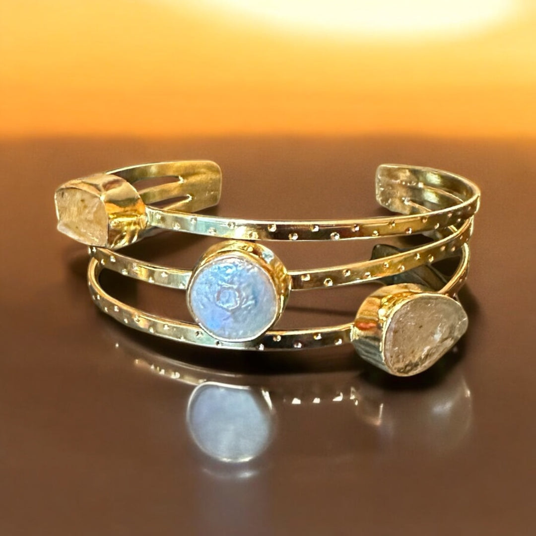Golden Radiance Citrine And Pearl Bangle