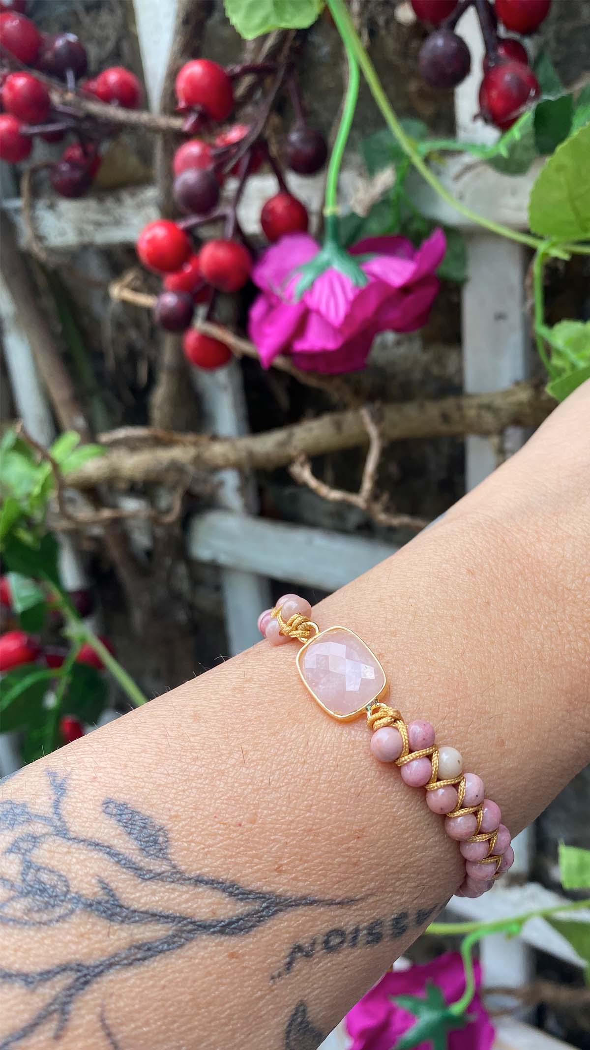 Lolita woven Rhodonite Bracelet