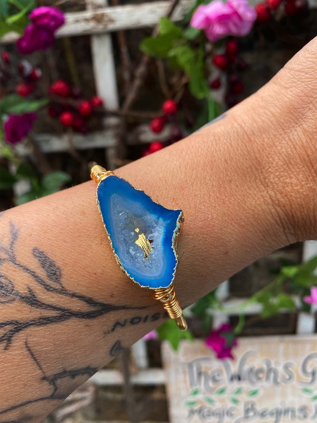 Seraphina Blue Agate Druzy Bangle