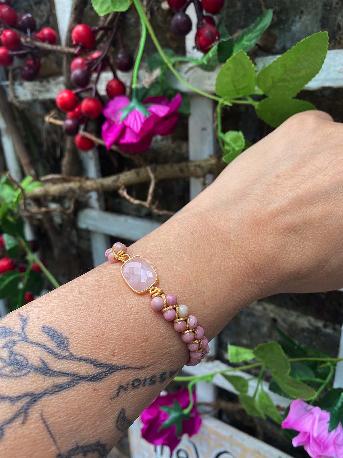 Lolita woven Rhodonite Bracelet