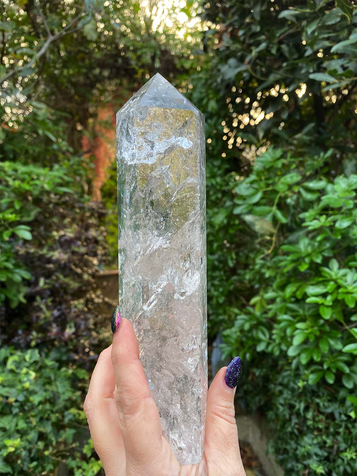clear quartz crystal tower