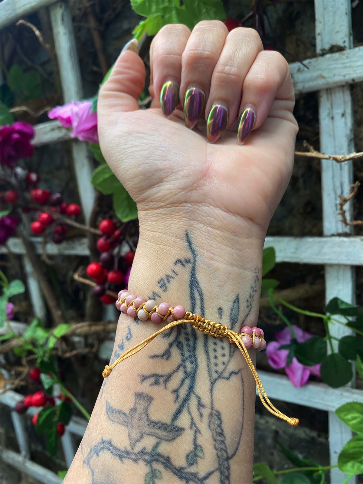 Lolita woven Rhodonite Bracelet