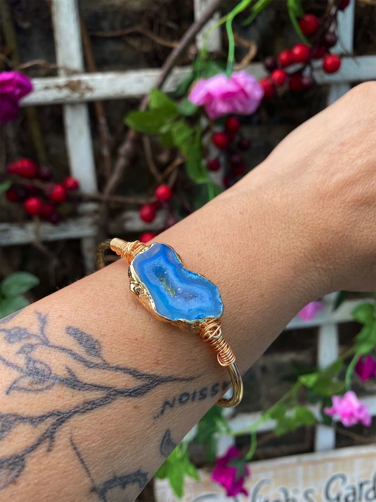 Seraphina Blue Agate Druzy Bangle