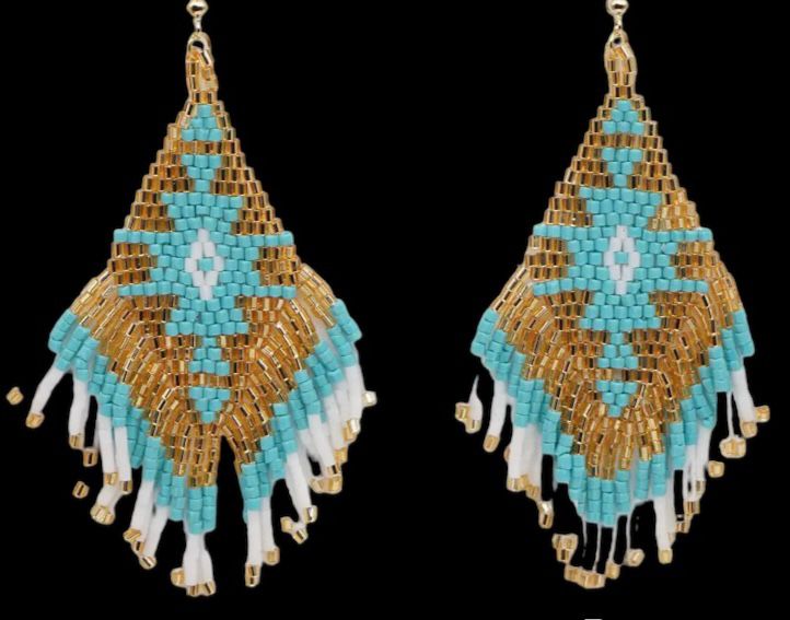 AZTEC GOLD /BLUE &WHITE EARRINGS