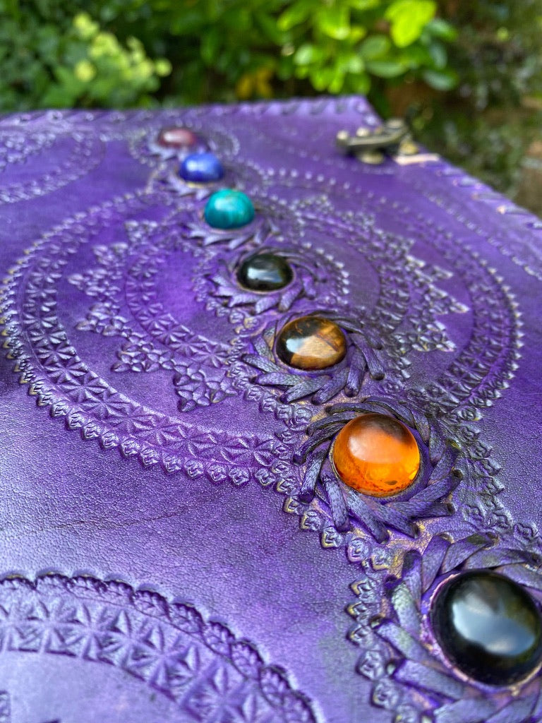 Purple Journal With Seven Chakra Crystals