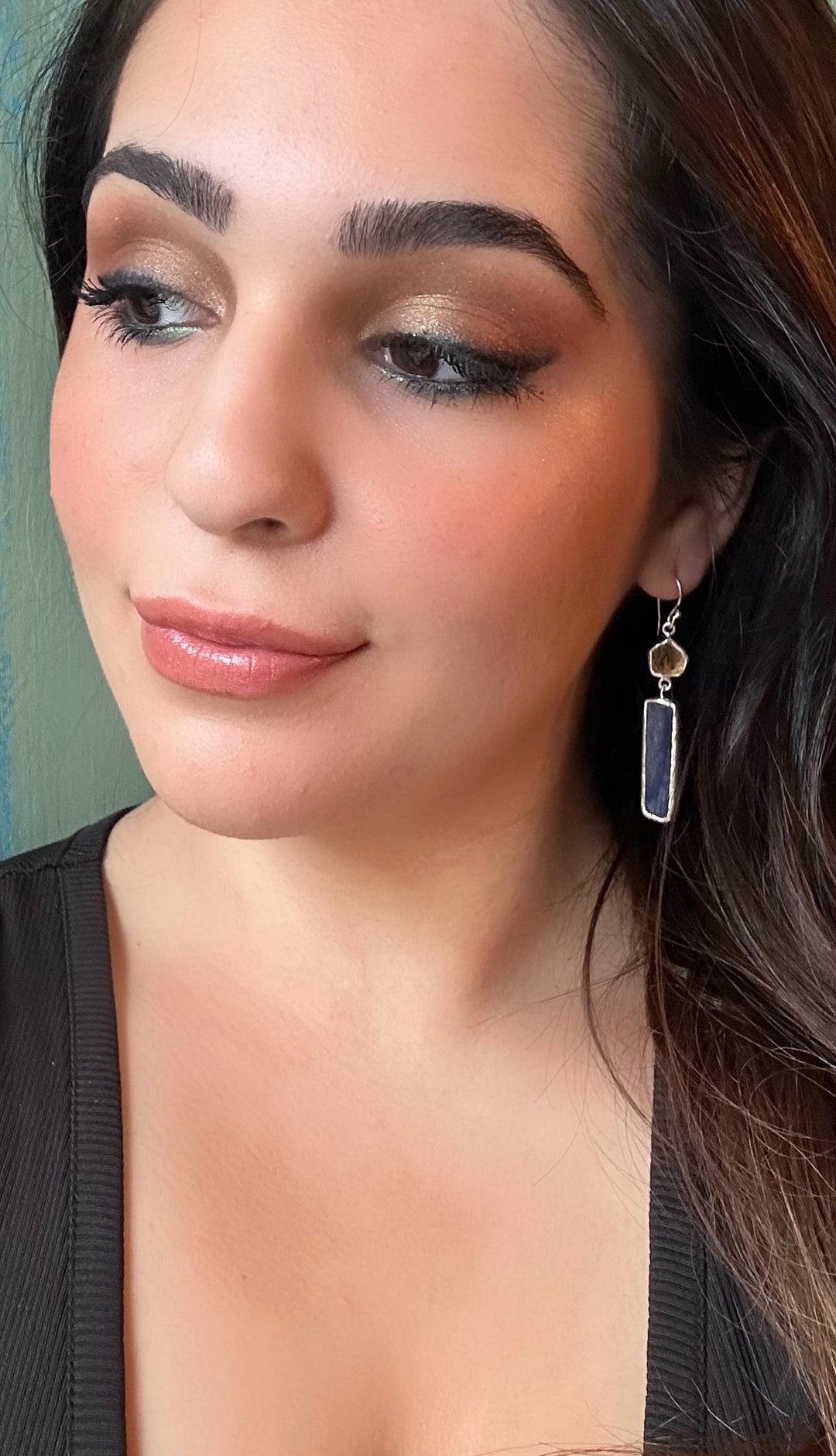 Ethnic Allure Citrine & Kyanite Silver Earrings