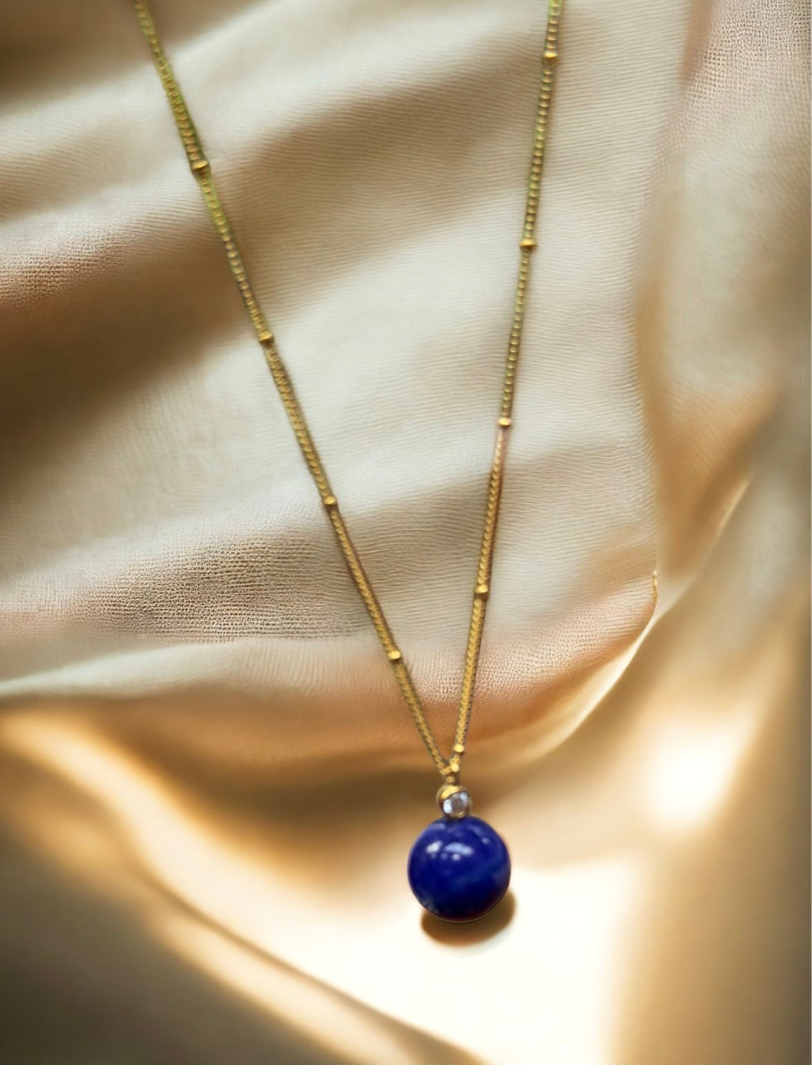 Lapis Lazuli Sphere Pendant 
Necklace