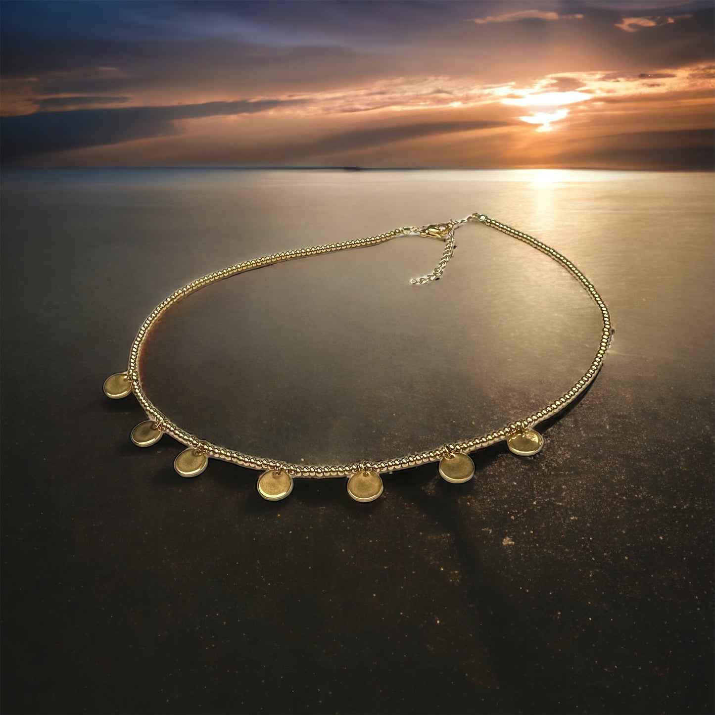 Glistening Golden Coin Choker