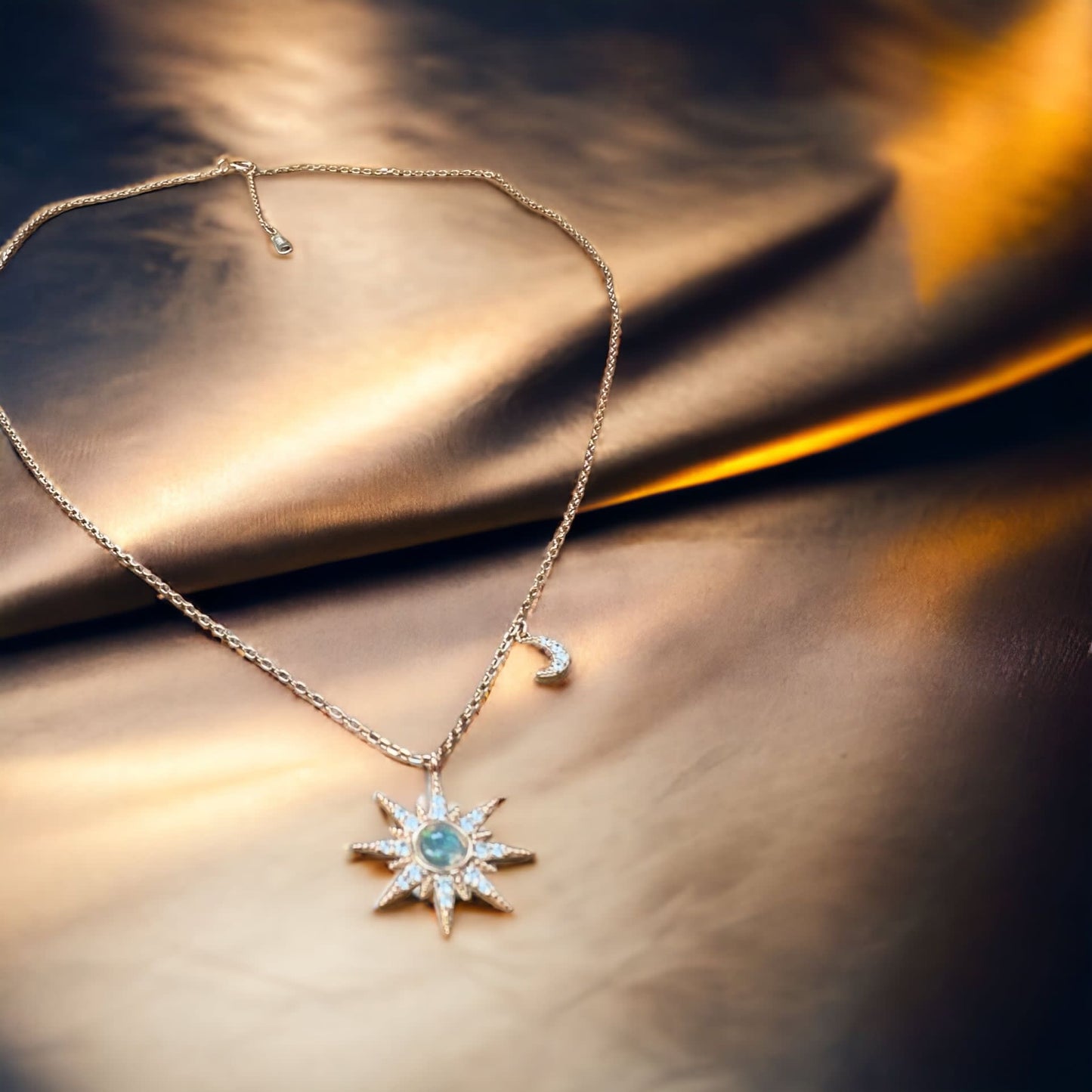 When The Sun Meets The Moon Opal Pendant Necklace