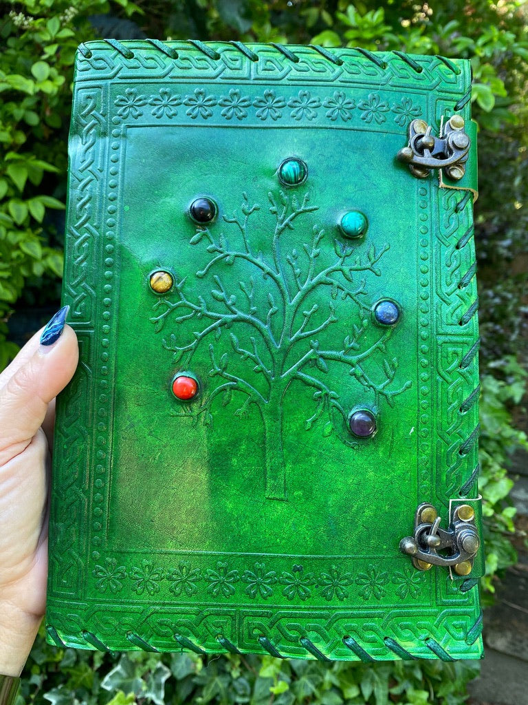 Green Tree Journal With Seven Chakra Crystals