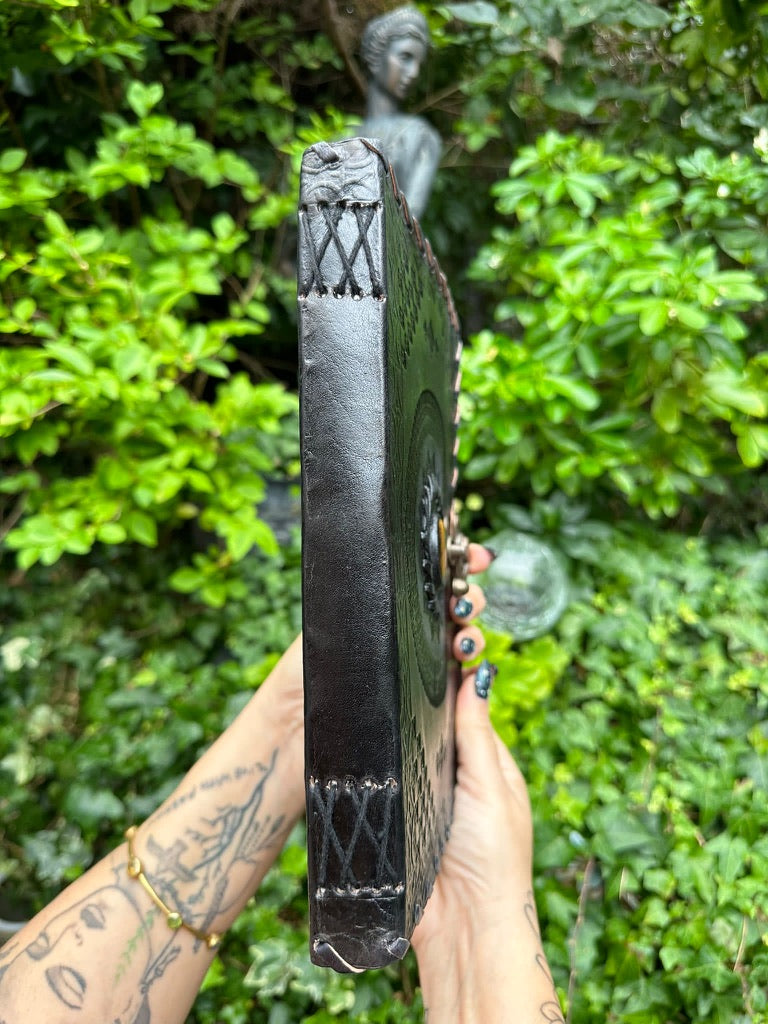 Black  Leather Journal With Tiger’s Eye Stone 