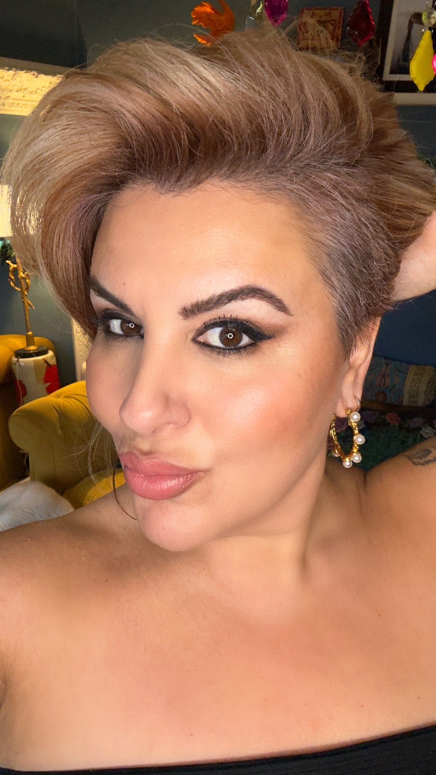 Gold CC Freshwater Pearl Earrings