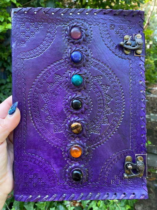 Purple Journal With Seven Chakra Crystals