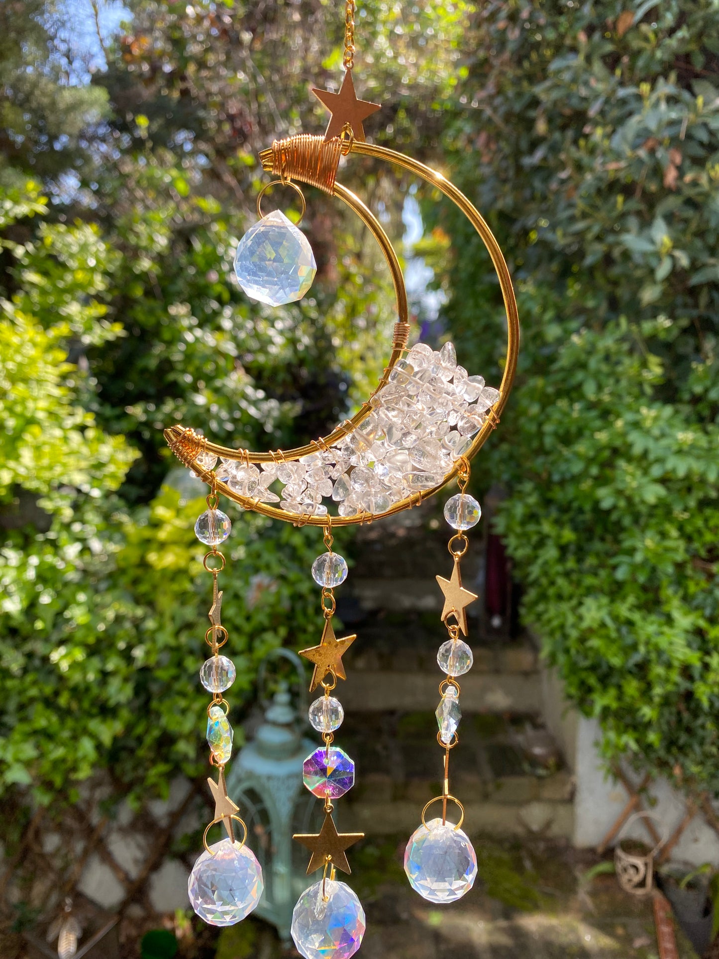￼Clear quartz moon Sun catcher’s