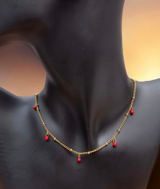 Gold Chain With Red Stones