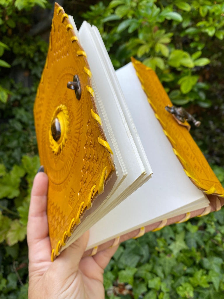 Yellow Journal with Tigers Eye stone 