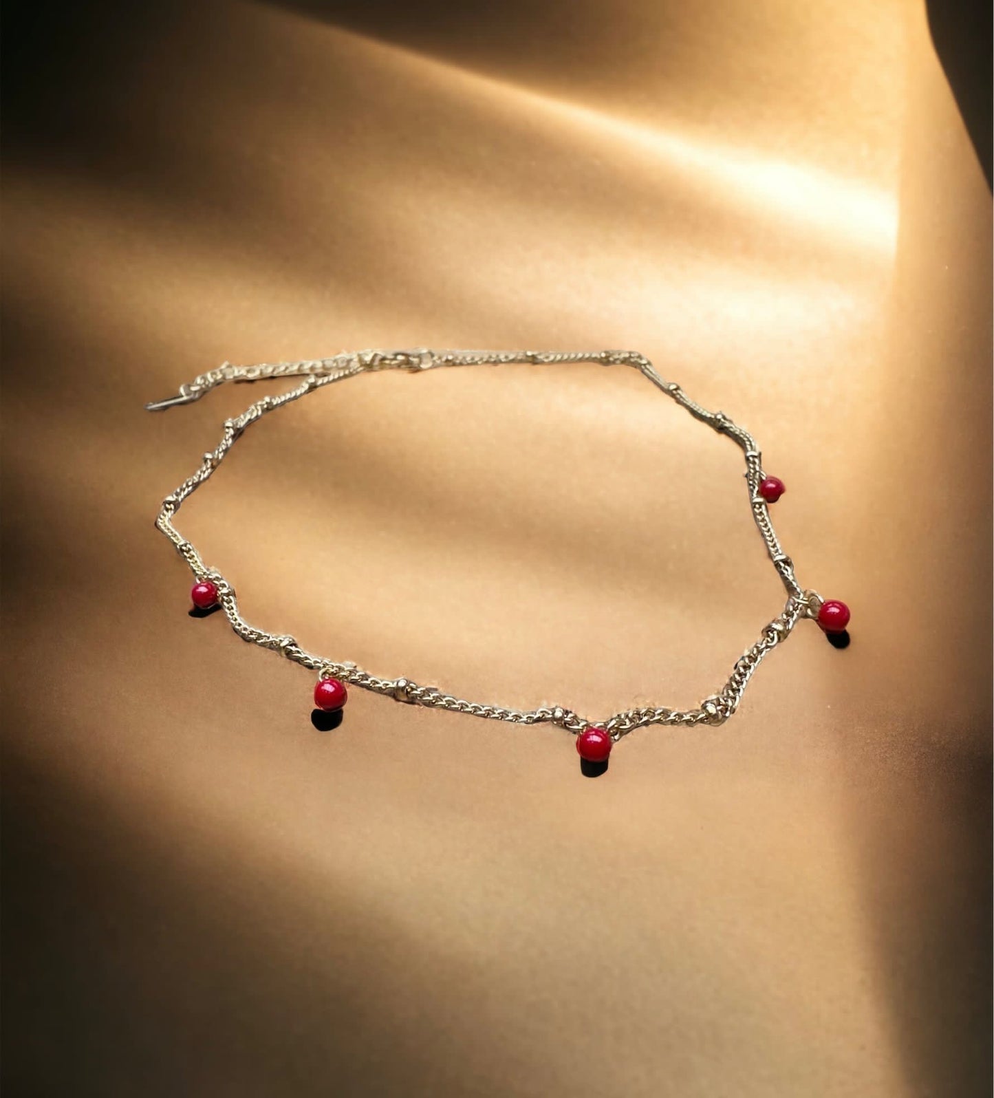 Gold Chain With Red Stones