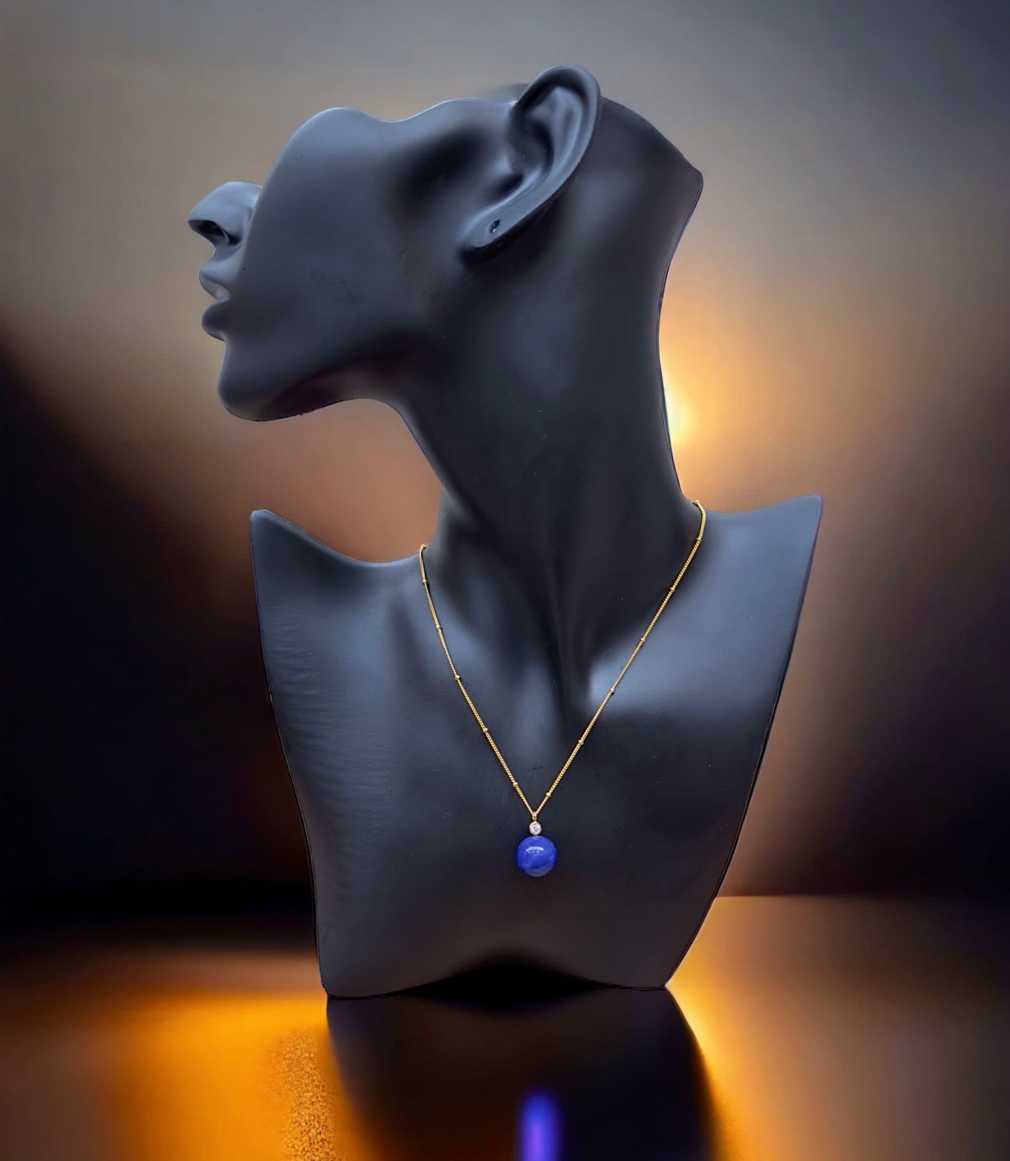 Lapis Lazuli Sphere Pendant 
Necklace