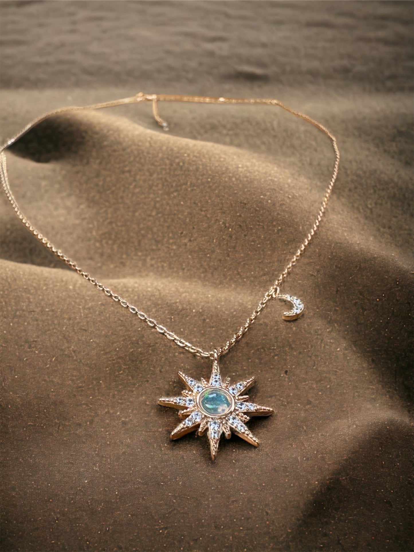 When The Sun Meets The Moon Opal Pendant Necklace