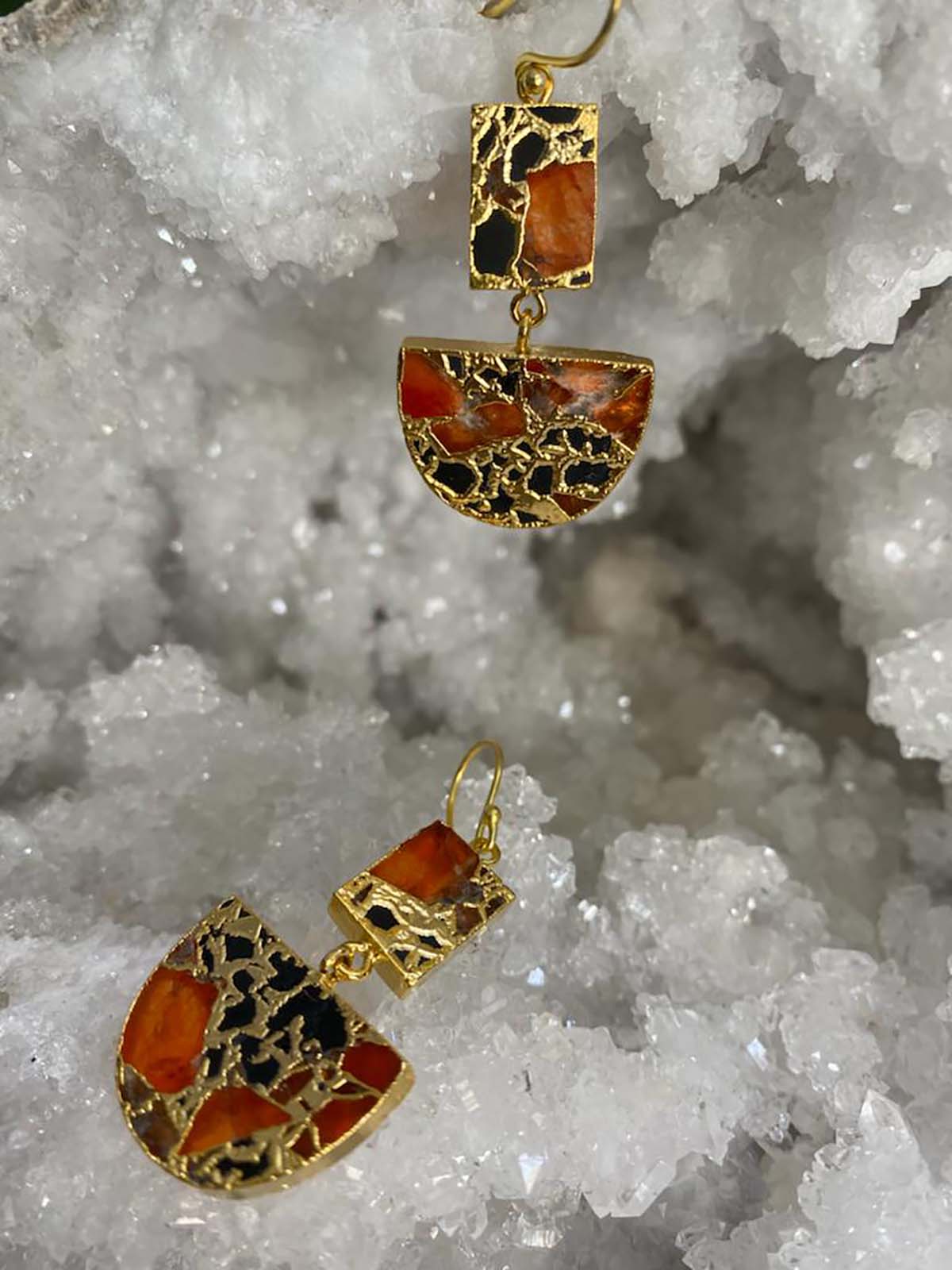 Carnelian & Black Obsidian Mojave Earrings