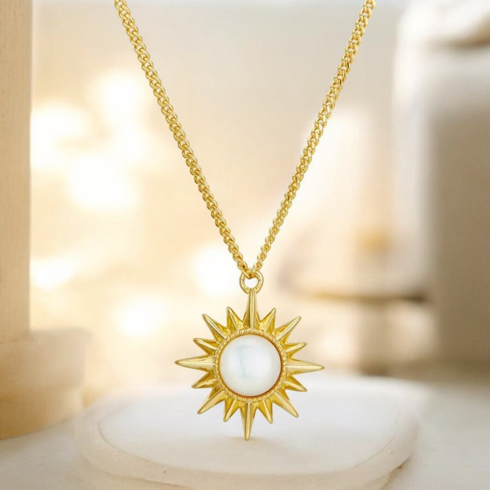 Moonstone Sun Pendant Necklace