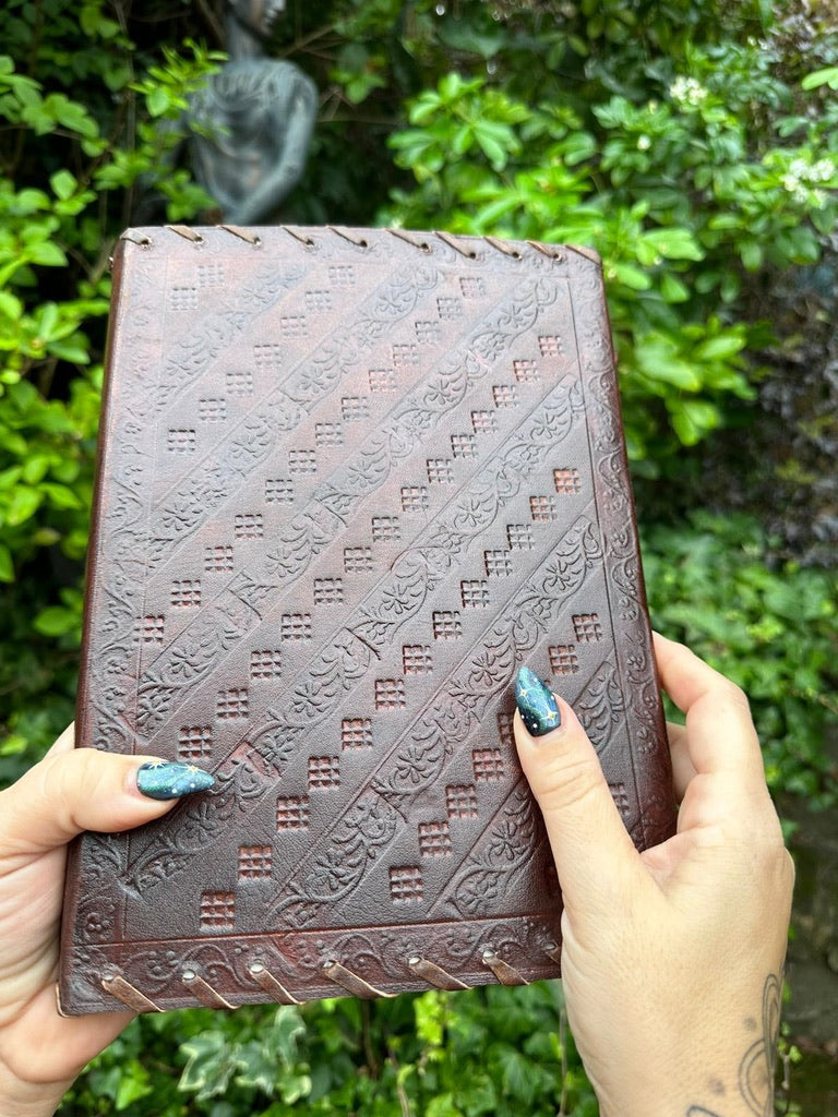 Brown Leather Journal With Three lapis lazuli Stones