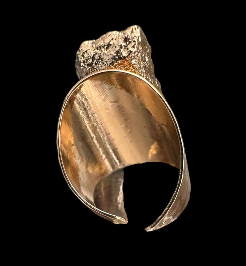 Black Agate Gold Ring 