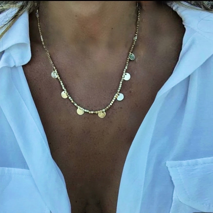 Glistening Golden Coin Choker
