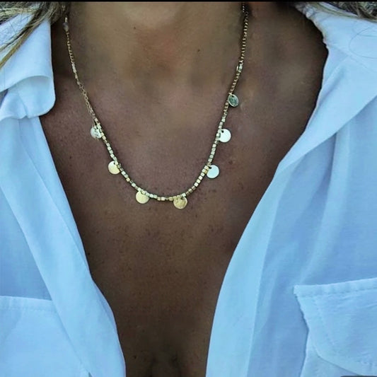 Glistening Golden Coin Choker