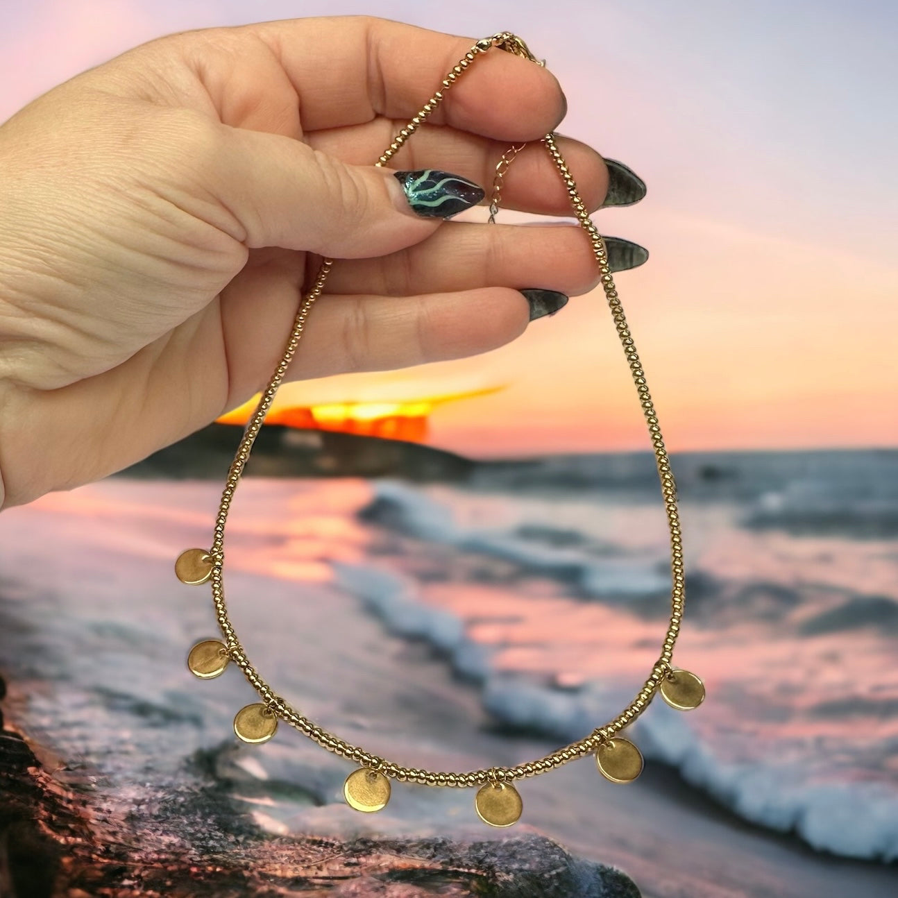 Glistening Golden Coin Choker