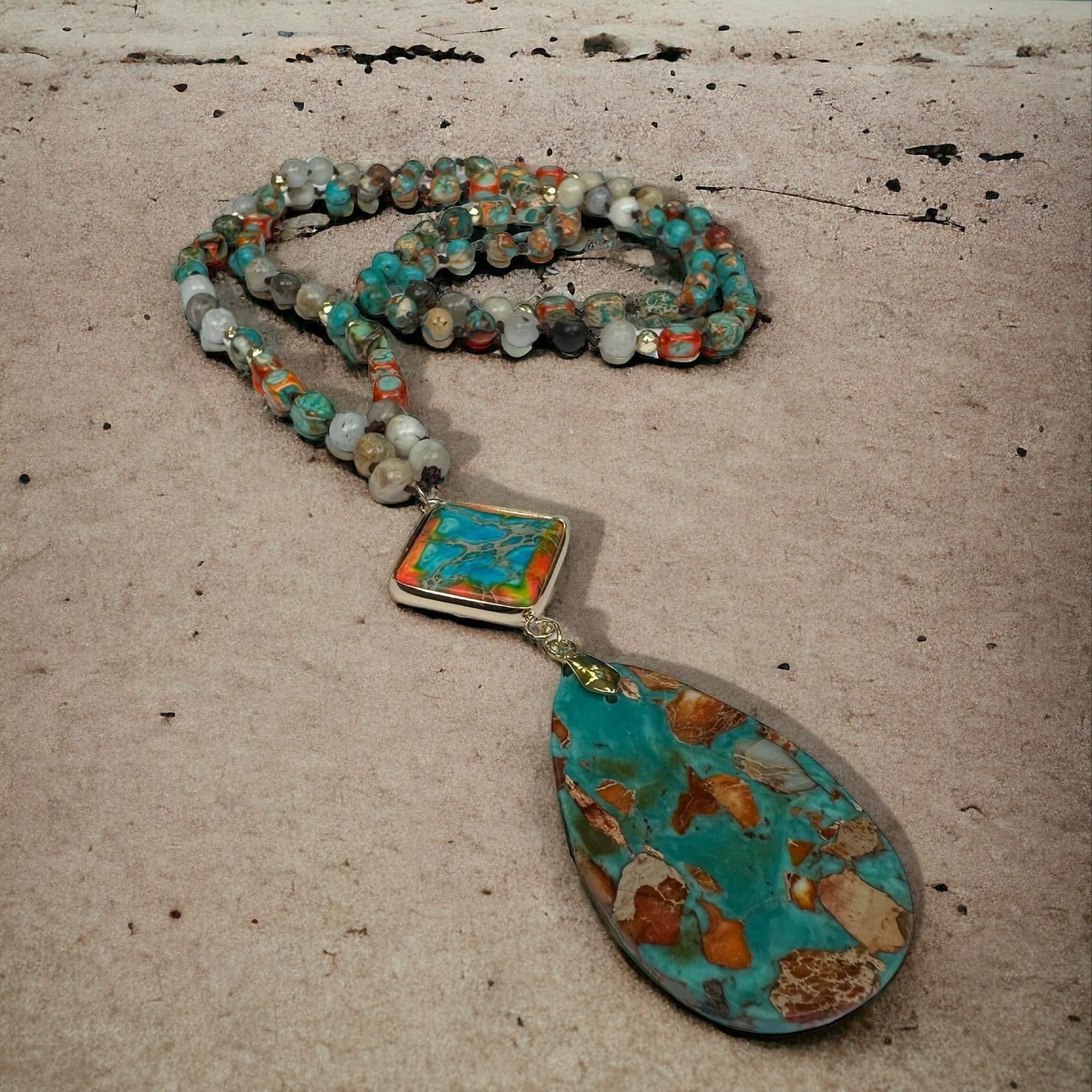 Sea Sediment Jasper Mala necklace