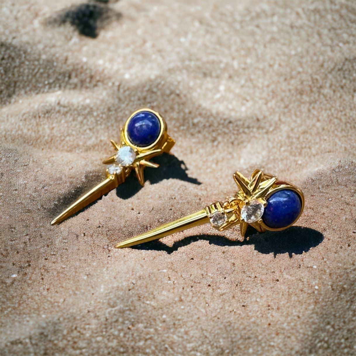 Elegant funky Lapis Lazuli spike Earnings