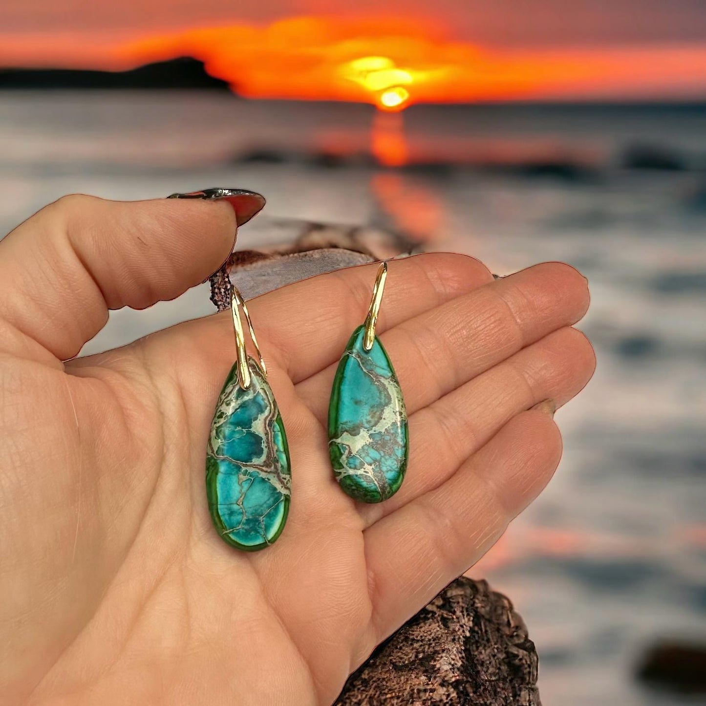 Green Sea Sediment Earrings