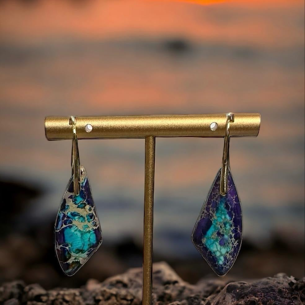 Purple and Blue Turquoise Sea Sediment Earring