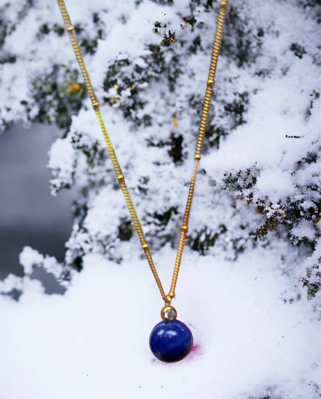 Lapis Lazuli Sphere Pendant 
Necklace