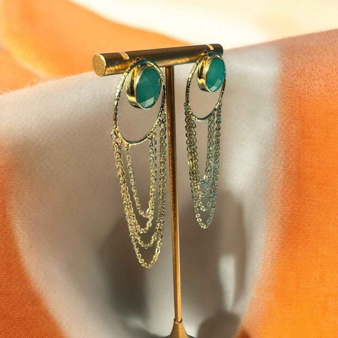 Golden Cascade Amazonite Earrings