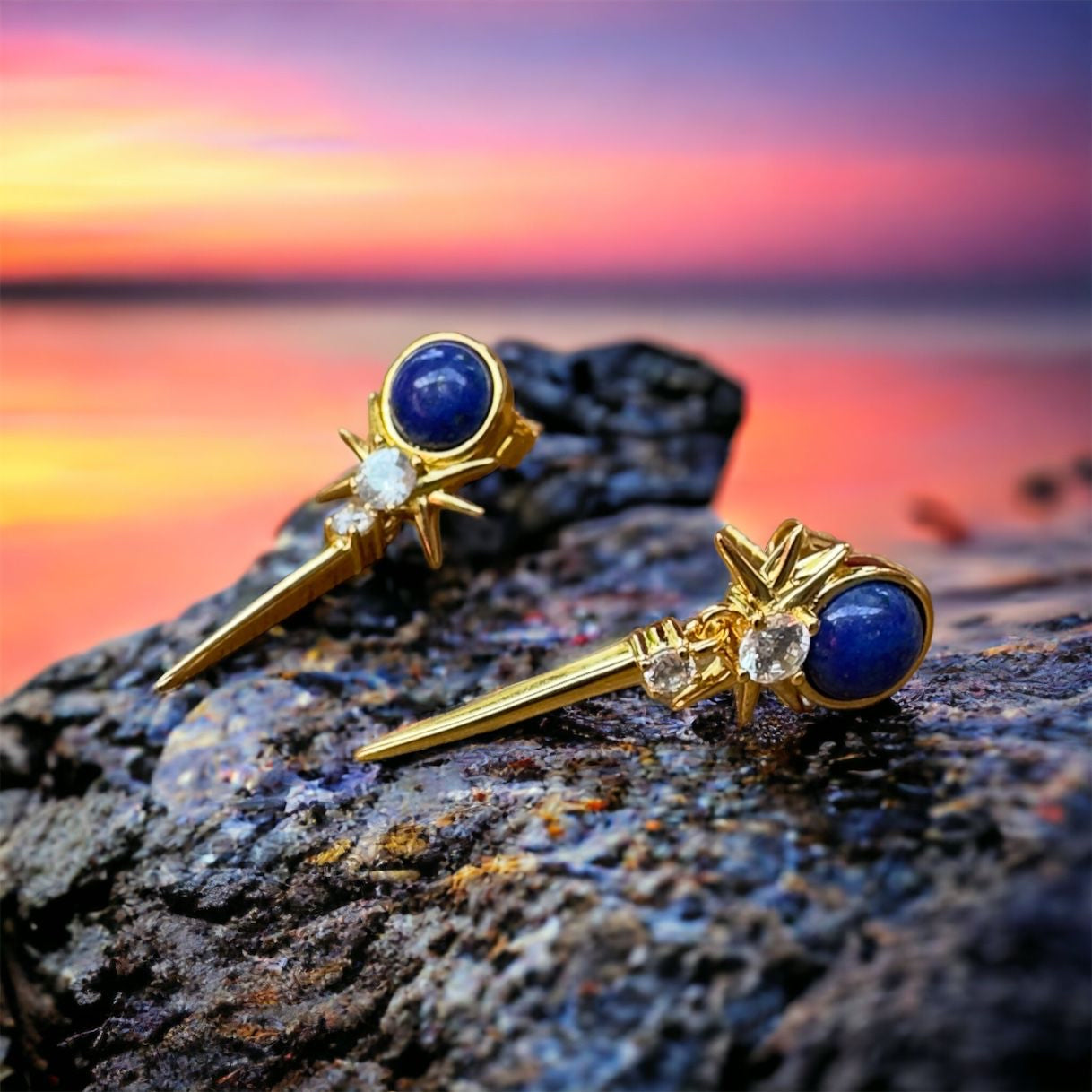 Elegant funky Lapis Lazuli spike Earnings