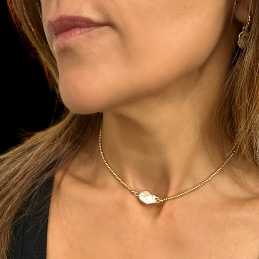 Golden Baroque Pearl Choker