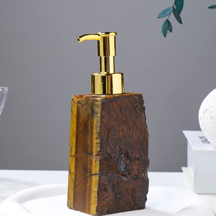 Tiger’s Eye Natural Stone Soap Dispenser