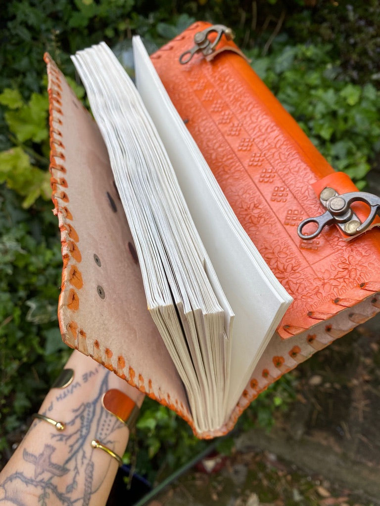 Orange Journal With Seven Chakra Crystals