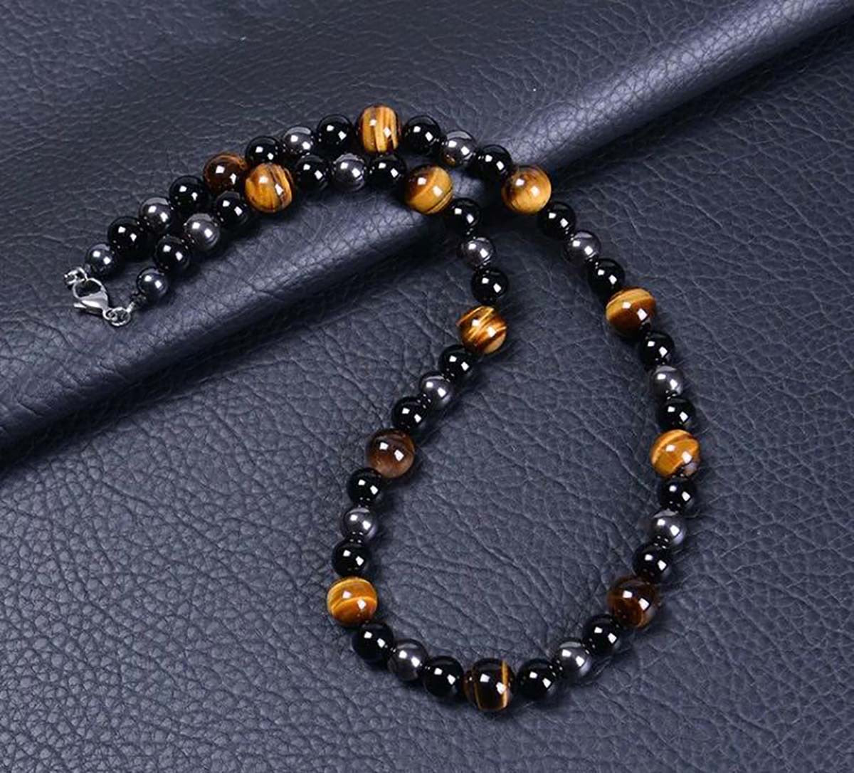 Black Obsidian Necklace & Eye of the Tiger Empowering Bracelet
