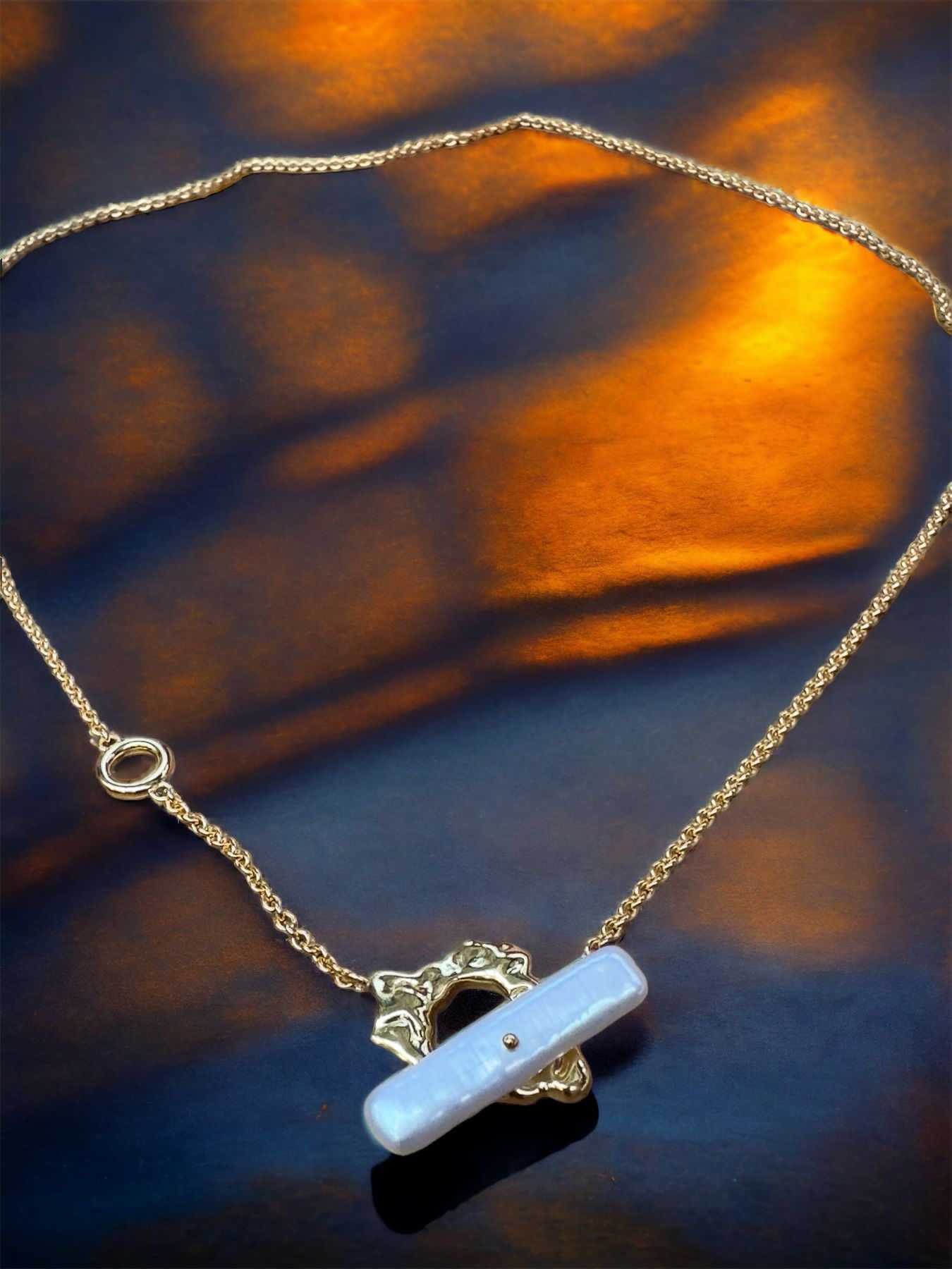 Rectangular Fresh Water Pearl Pendant Necklace