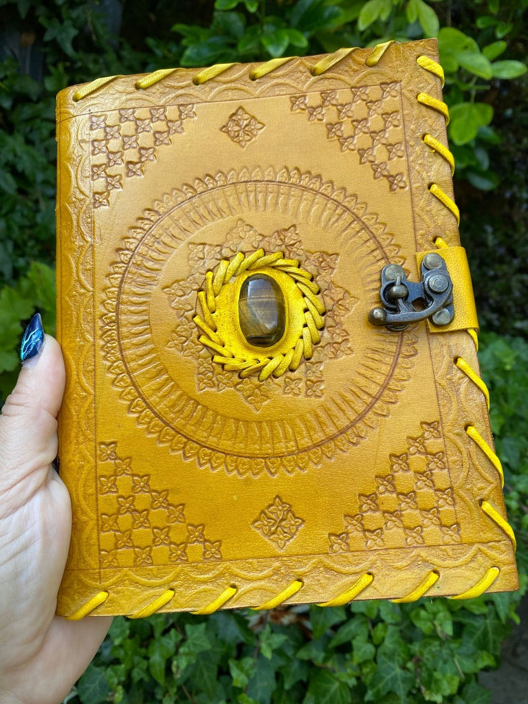 Yellow Journal with Tigers Eye stone 