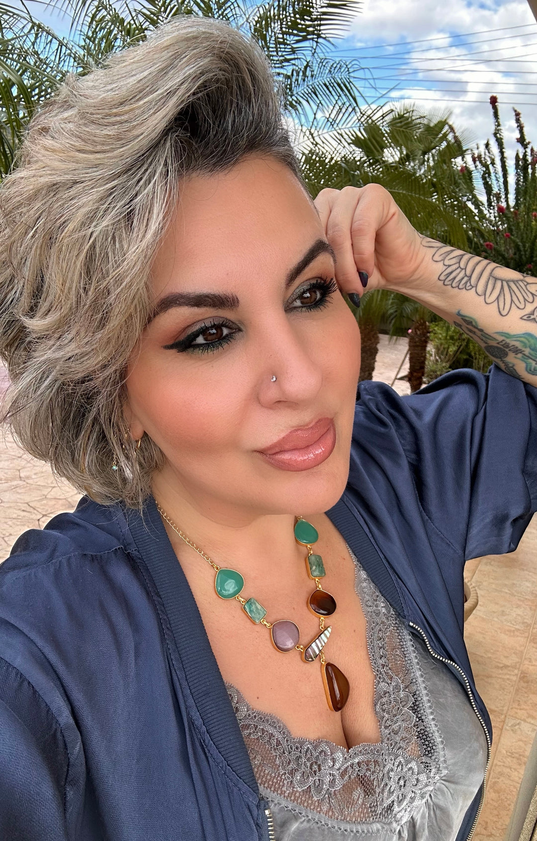 Ethnic Allure Natural Stone Necklace