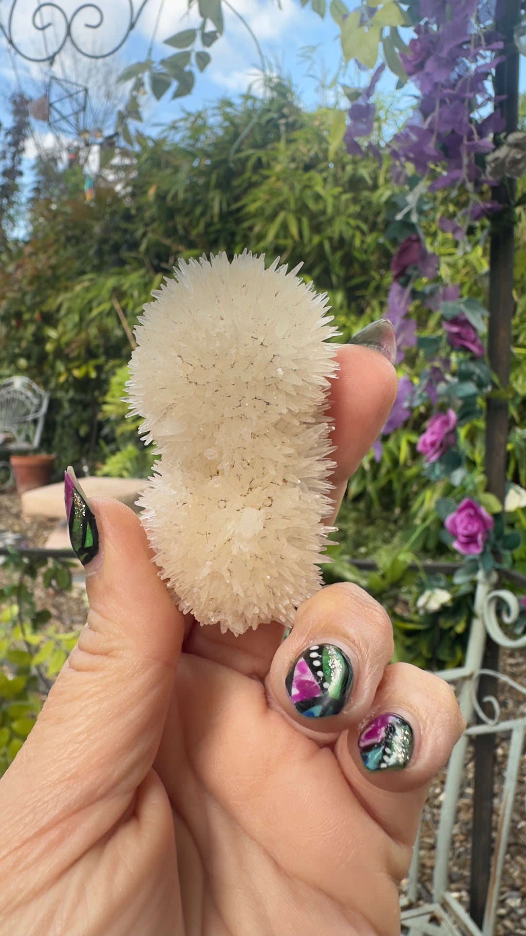 White Quartz Crystal Cluster on Stand