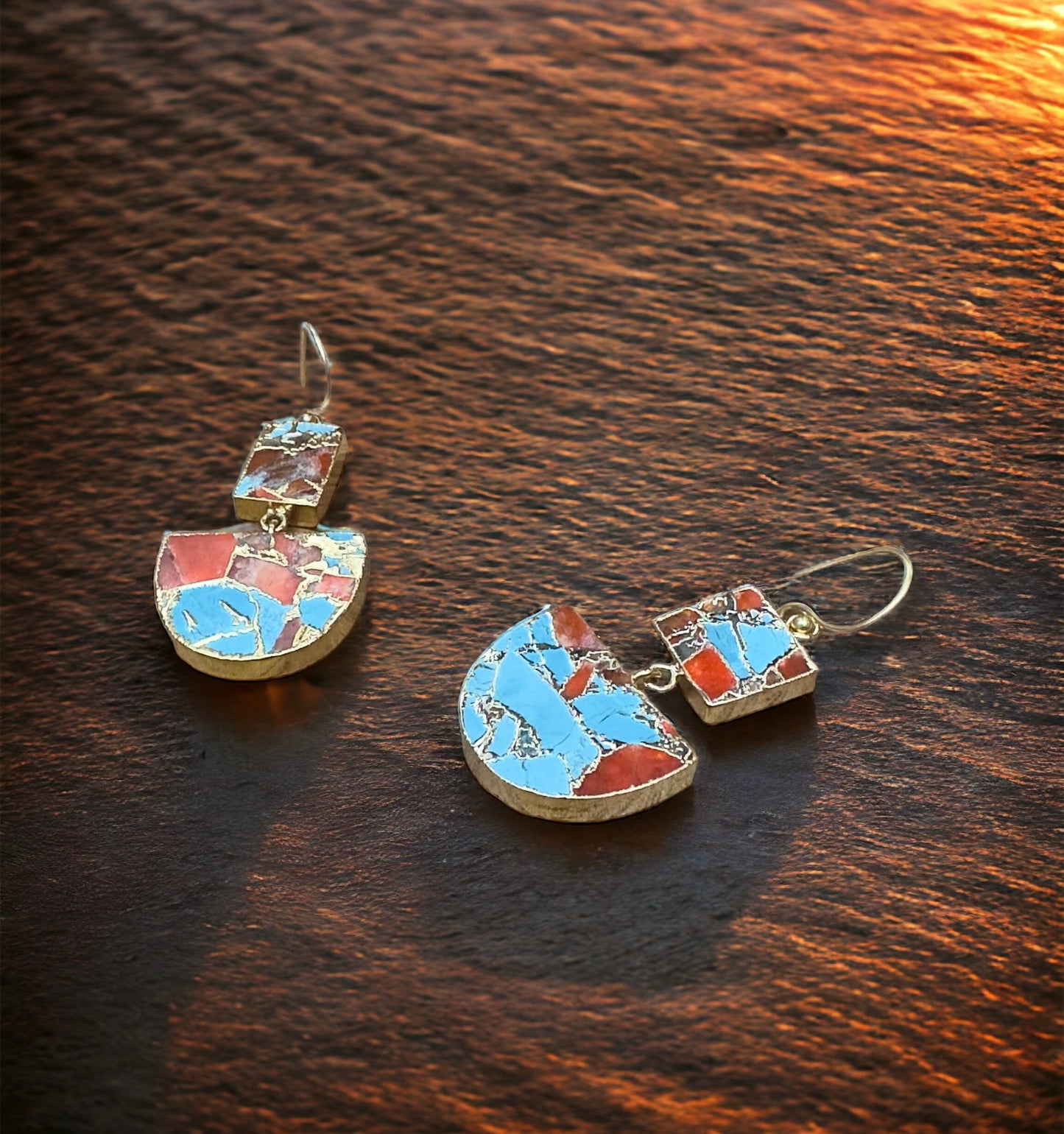 Turquoise & Carnelian Mojave Earrings