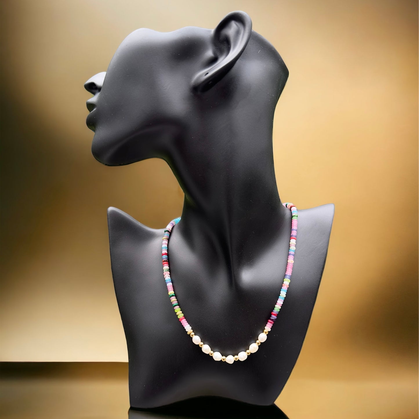 Multi-coloured stones And Freshwater Pearl Necklace
